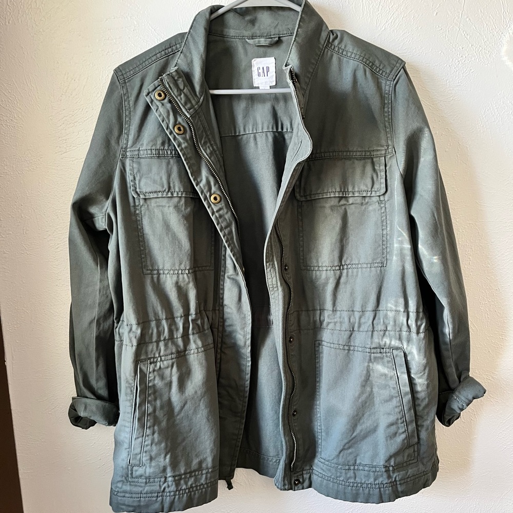 Olive Green Gap Canvas Utilitary Jacket
